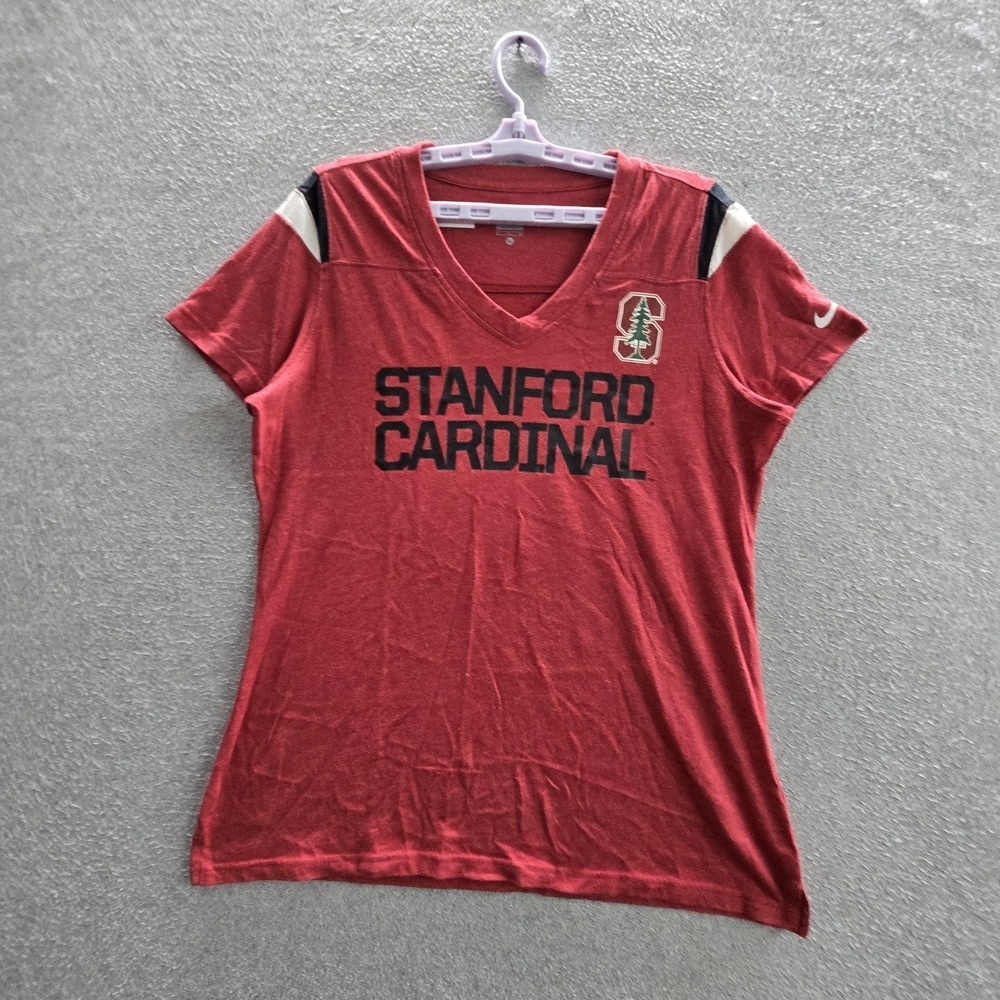 Stanford Cardinal Women Shirt XL Red Nike Swoosh Logo Graphic Print Short Sleeve